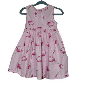 Good Lad Pink Tulips Sleeveless Dress Vintage Cotton Floral Baby Size 2T